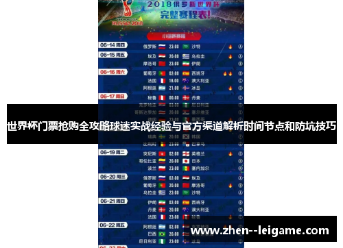 世界杯门票抢购全攻略球迷实战经验与官方渠道解析时间节点和防坑技巧